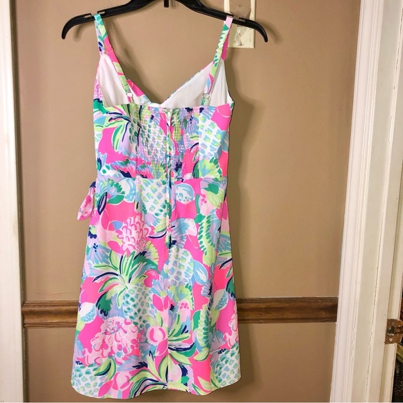 Lilly‎ Pulitzer Scarlet Stretch Dress Raise the Bar Pink Blue Size 0 - Picture 3 of 9
